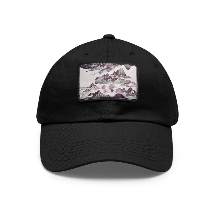 Cosmic Marble Cascade - Dad Hat - Hats - g(0D·IO) - Black / Black patch - Rectangle - One size