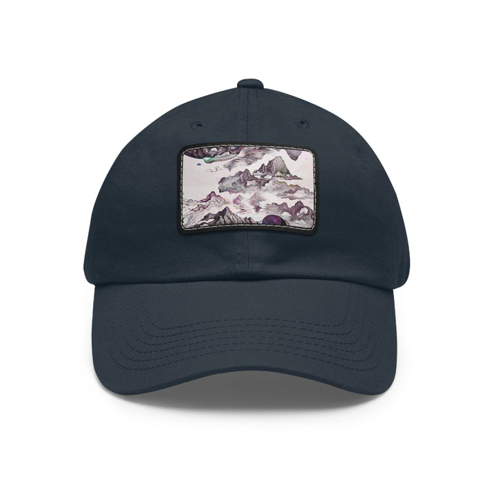 Cosmic Marble Cascade - Dad Hat - Hats - g(0D·IO) - Navy / Black patch - Rectangle - One size