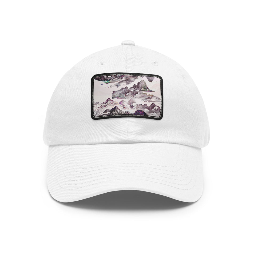 Cosmic Marble Cascade - Dad Hat - Hats - g(0D·IO) - White / Black patch - Rectangle - One size