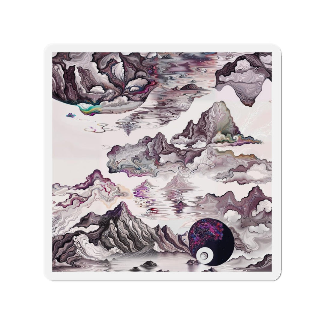 Cosmic Marble Cascade - Die-cut Magnet - Home Decor - g(0D·IO) - 3" x 3" - Die-Cut - 1 pc