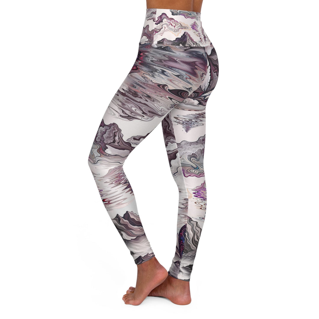 Cosmic Marble Cascade - High Waisted AOP Yoga Leggings - All Over Prints - g(0D·IO) - XS - -