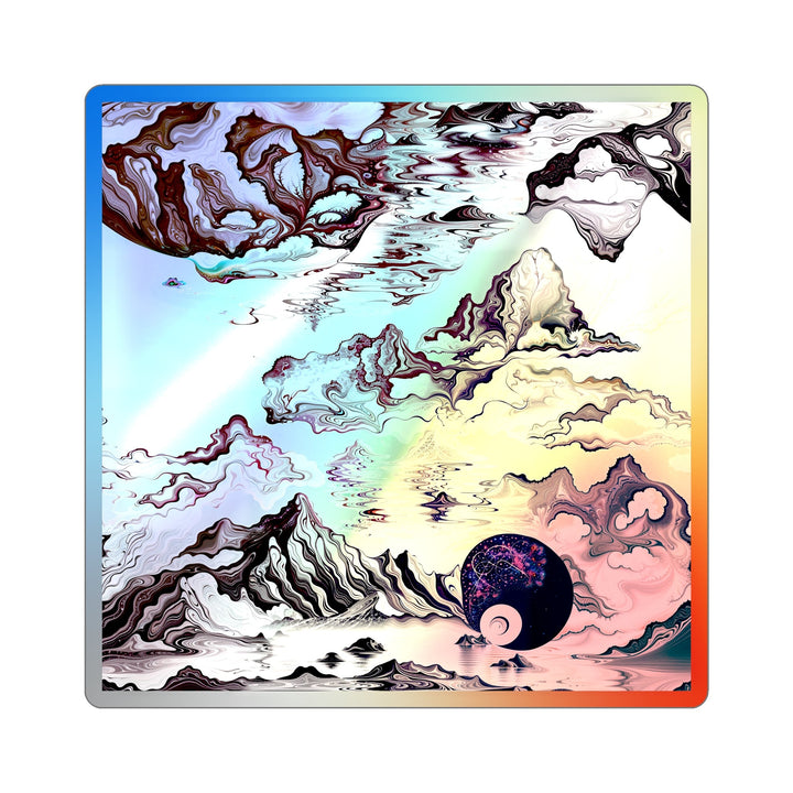 Cosmic Marble Cascade - Holographic Die-Cut Sticker - Paper products - g(0D·IO) - 5" × 5" - Die-Cut - Holographic