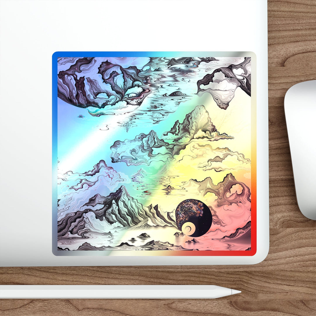 Cosmic Marble Cascade - Holographic Die-Cut Sticker - Paper products - g(0D·IO) - 5" × 5" - Die-Cut - Holographic