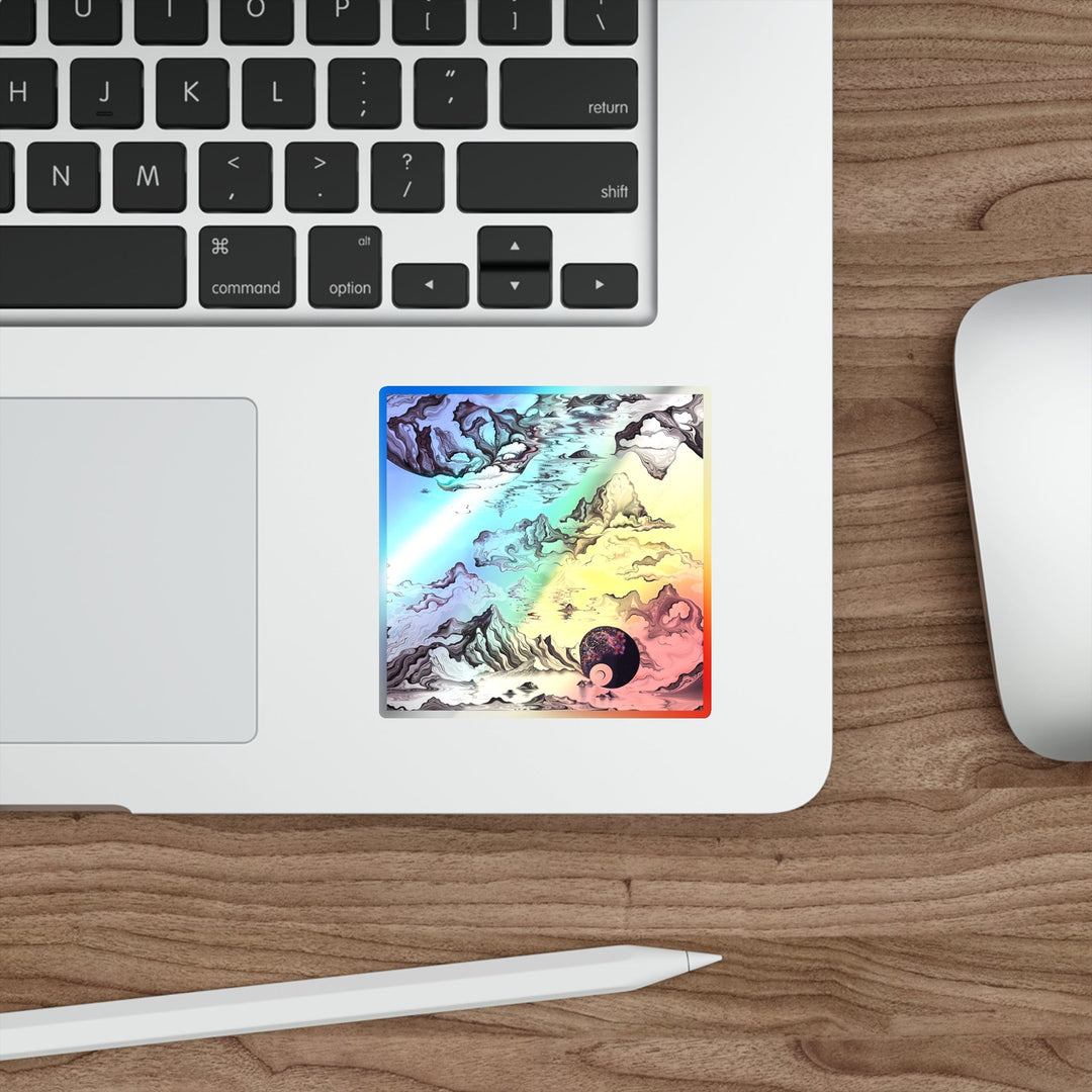 Cosmic Marble Cascade - Holographic Die-Cut Sticker - Paper products - g(0D·IO) - 5" × 5" - Die-Cut - Holographic