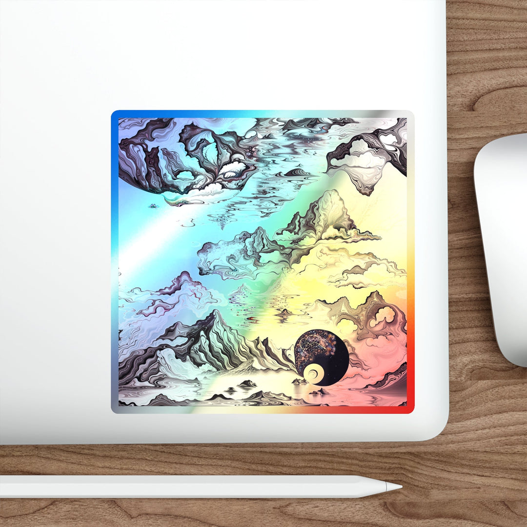 Cosmic Marble Cascade - Holographic Die-Cut Sticker - Paper products - g(0D·IO) - 5" × 5" - Die-Cut - Holographic