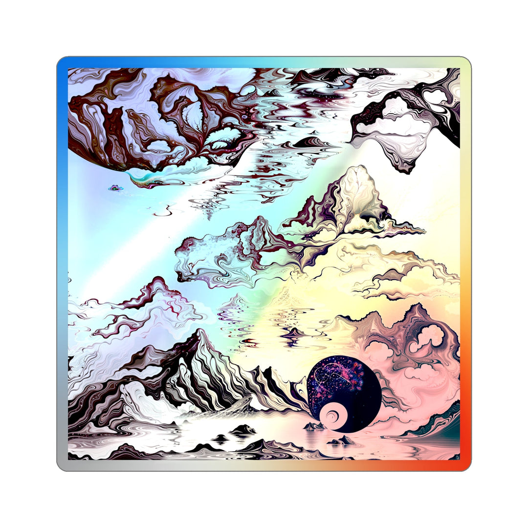 Cosmic Marble Cascade - Holographic Die-Cut Sticker - Paper products - g(0D·IO) - 3" × 3" - Die-Cut - Holographic