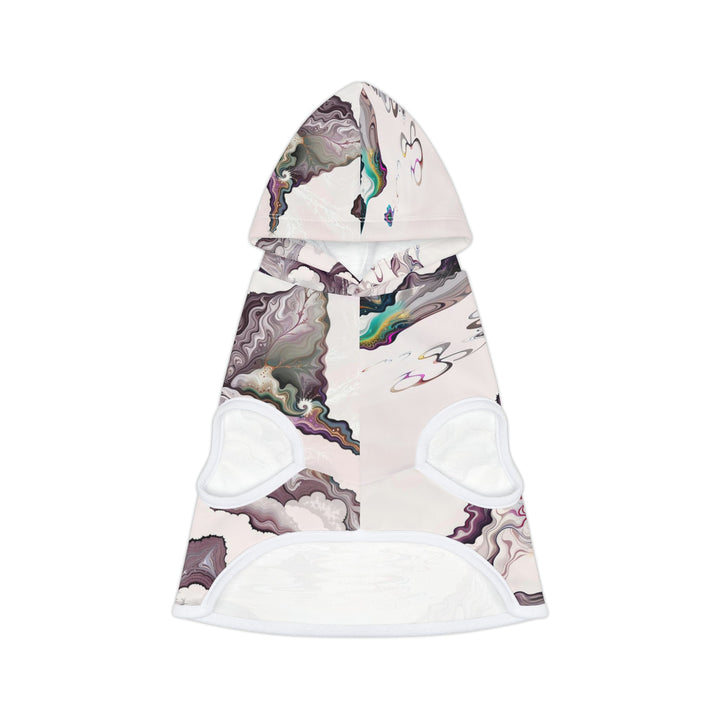 Cosmic Marble Cascade - Pet Hoodie - Pets - g(0D·IO) - XXS - White Rib -