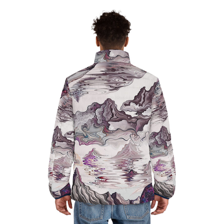 Cosmic Marble Cascade - Puffer Jacket - All Over Prints - g(0D·IO) - S - Black zipper -