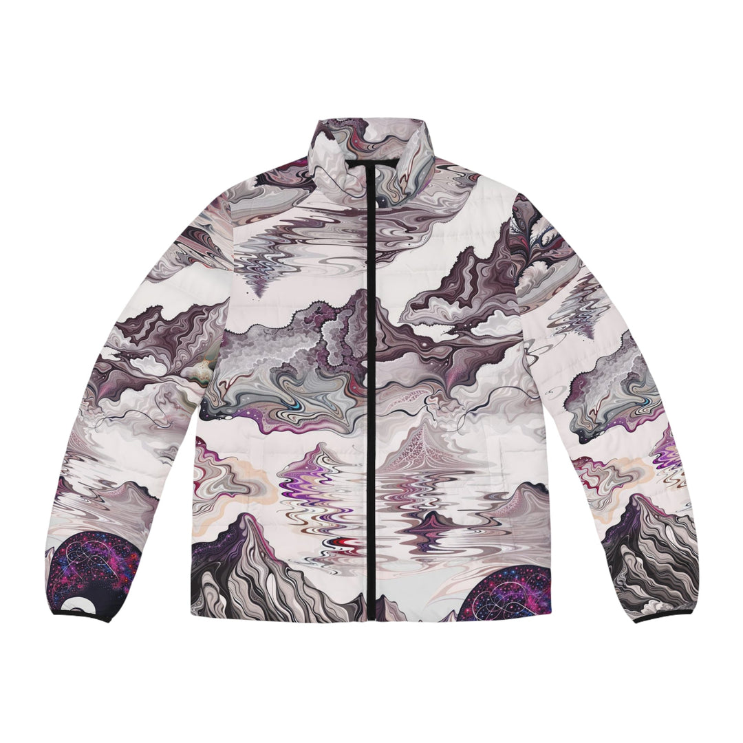 Cosmic Marble Cascade - Puffer Jacket - All Over Prints - g(0D·IO) - S - Black zipper -