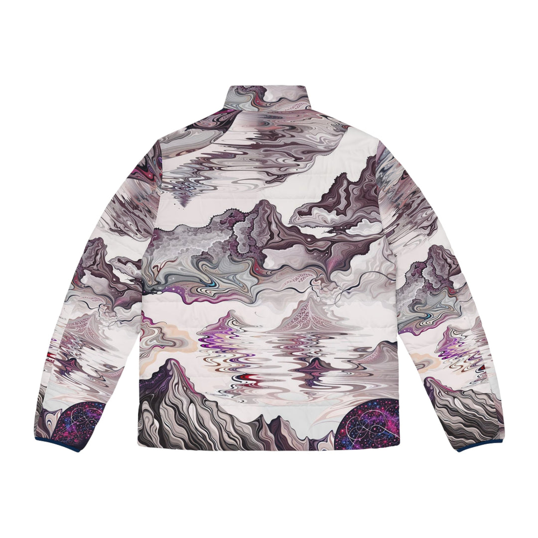 Cosmic Marble Cascade - Puffer Jacket - All Over Prints - g(0D·IO) - S - Black zipper -