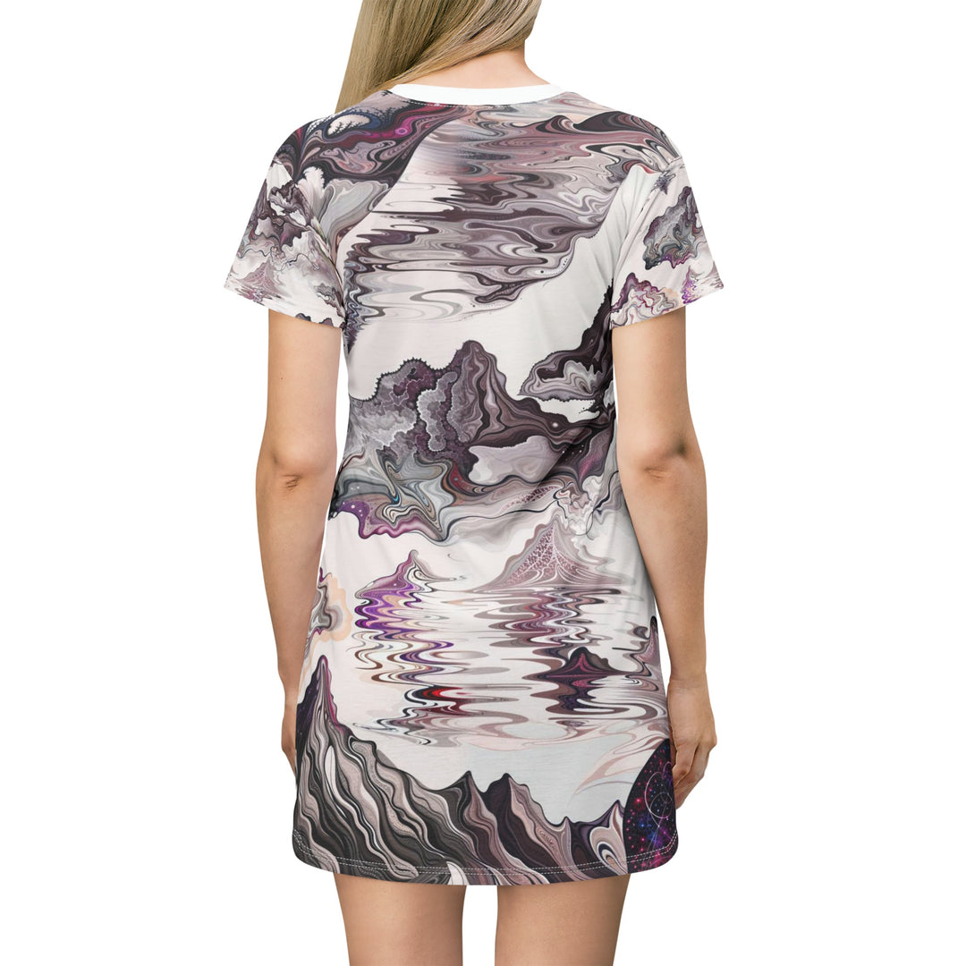 Cosmic Marble Cascade - T-Shirt Dress - All Over Prints - g(0D·IO) - XS - -