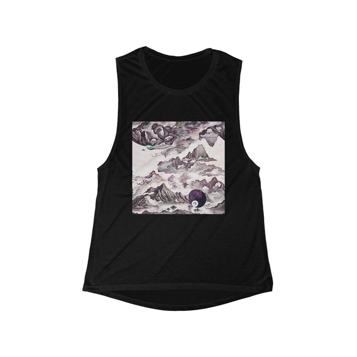 Cosmic Marble Cascade - Women's Flowy Scoop Muscle Tank - Tank Top - g(0D·IO) - S - Black -