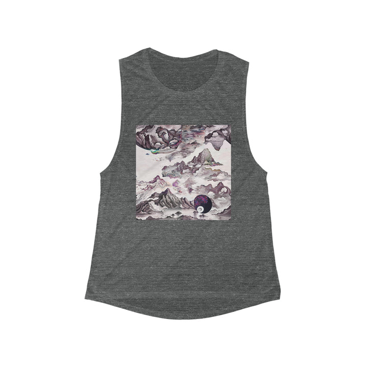 Cosmic Marble Cascade - Women's Flowy Scoop Muscle Tank - Tank Top - g(0D·IO) - S - Asphalt Slub -