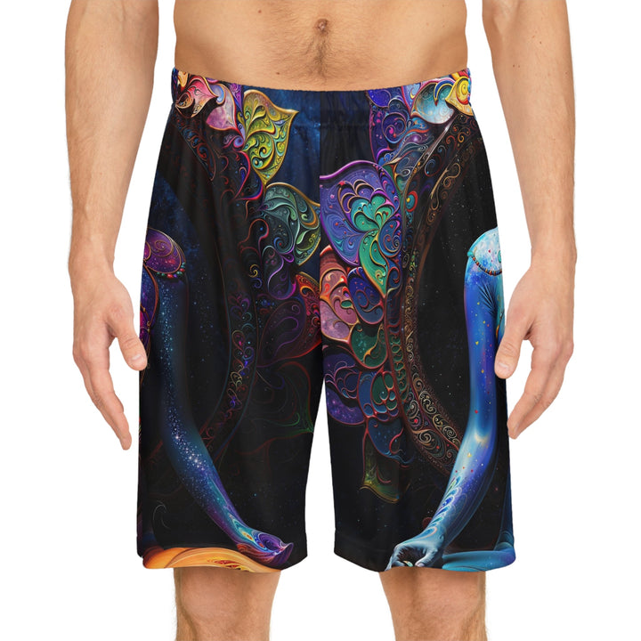 Cosmic Meditation Blossom - AOP Basketball Shorts - All Over Prints - g(0D·IO) - Seam thread color automatically matched to design - XS -