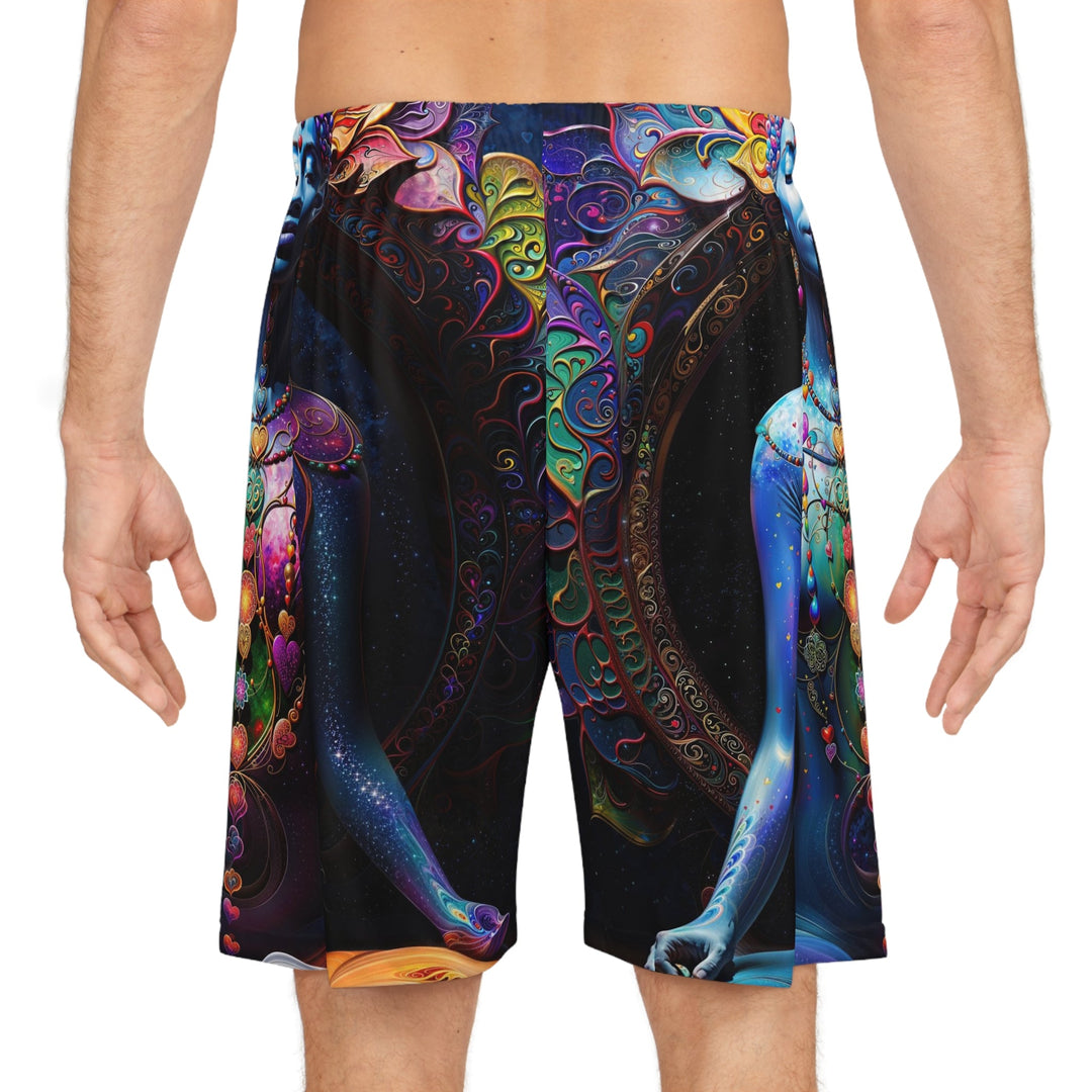 Cosmic Meditation Blossom - AOP Basketball Shorts - All Over Prints - g(0D·IO) - Seam thread color automatically matched to design - XS -