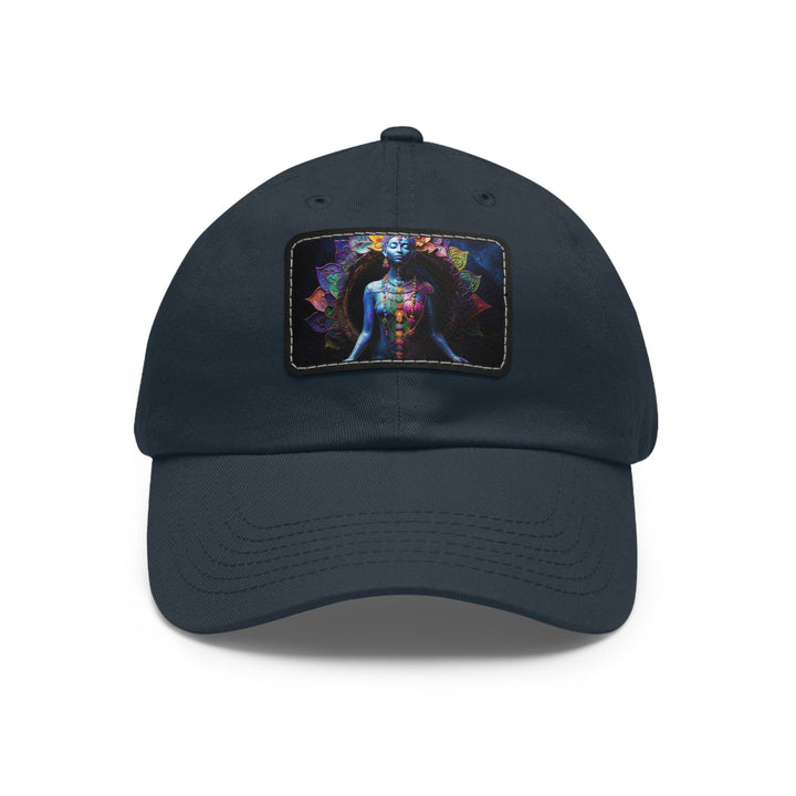 Cosmic Meditation Blossom - Dad Hat - Hats - g(0D·IO) - Navy / Black patch - Rectangle - One size