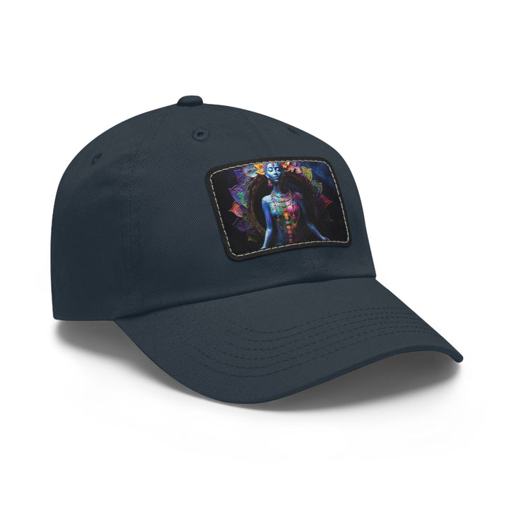 Cosmic Meditation Blossom - Dad Hat - Hats - g(0D·IO) - White / Black patch - Rectangle - One size