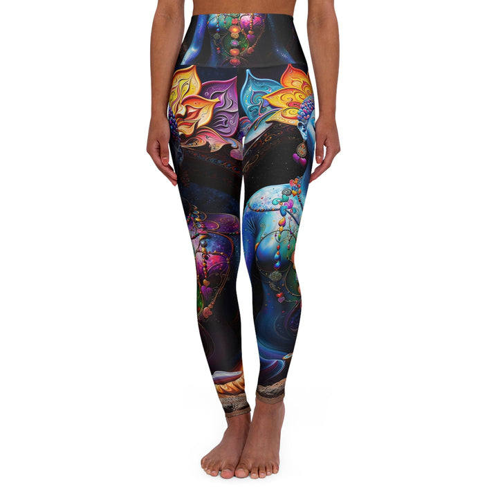 Cosmic Meditation Blossom - High Waisted AOP Yoga Leggings - All Over Prints - g(0D·IO) - XS - -