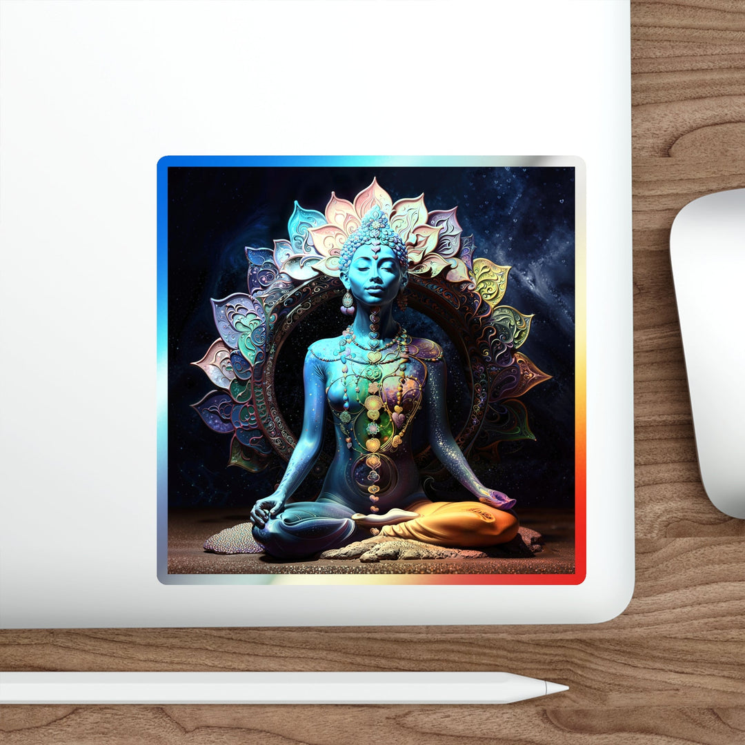 Cosmic Meditation Blossom - Holographic Die-Cut Sticker - Paper products - g(0D·IO) - 5" × 5" - Die-Cut - Holographic