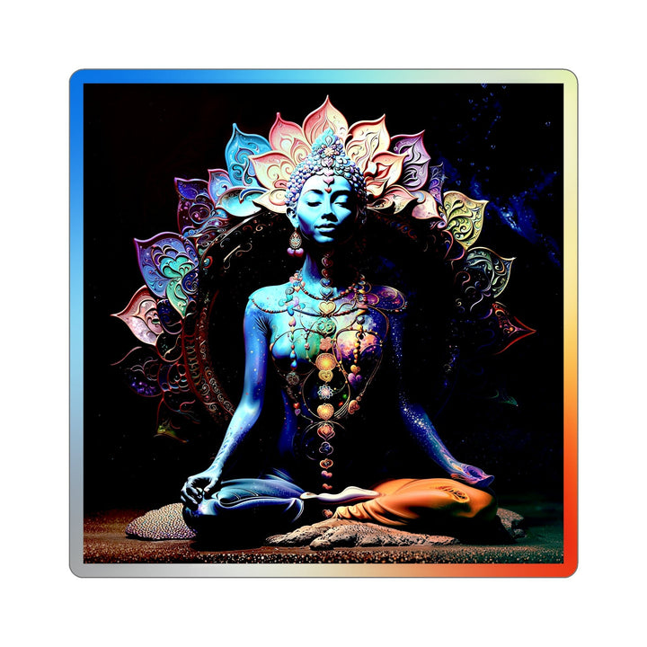 Cosmic Meditation Blossom - Holographic Die-Cut Sticker - Paper products - g(0D·IO) - 5" × 5" - Die-Cut - Holographic