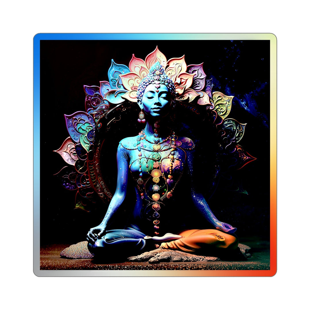 Cosmic Meditation Blossom - Holographic Die-Cut Sticker - Paper products - g(0D·IO) - 3" × 3" - Die-Cut - Holographic