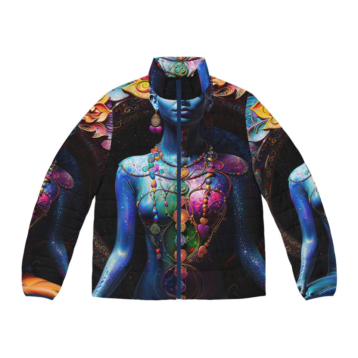 Cosmic Meditation Blossom - Puffer Jacket - All Over Prints - g(0D·IO) - S - Dark blue zipper -