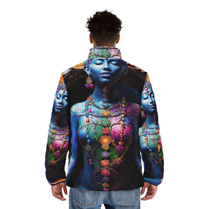 Cosmic Meditation Blossom - Puffer Jacket - All Over Prints - g(0D·IO) - S - Black zipper -