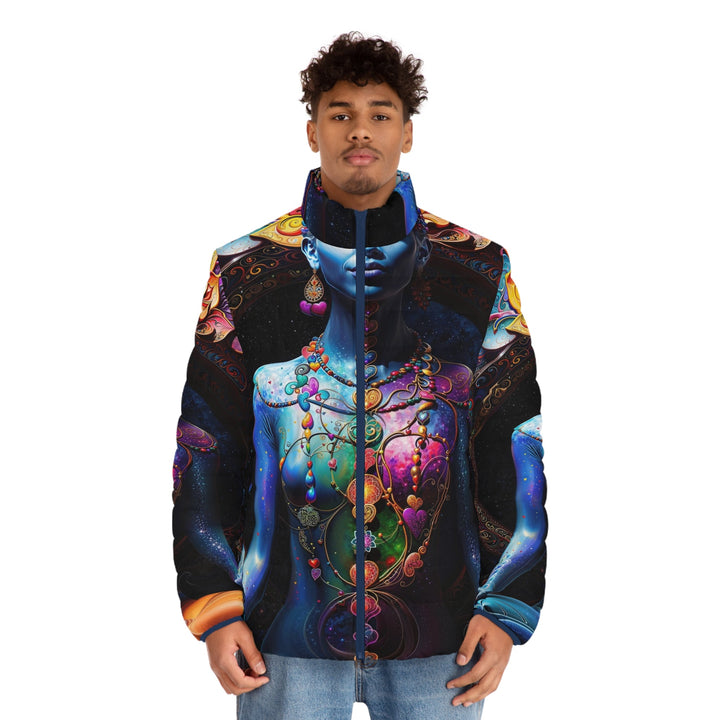 Cosmic Meditation Blossom - Puffer Jacket - All Over Prints - g(0D·IO) - S - Black zipper -