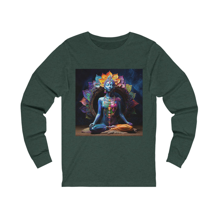 Cosmic Meditation Blossom - Unisex Jersey Long Sleeve Tee - Long-sleeve - g(0D·IO) - M - Heather Forest -