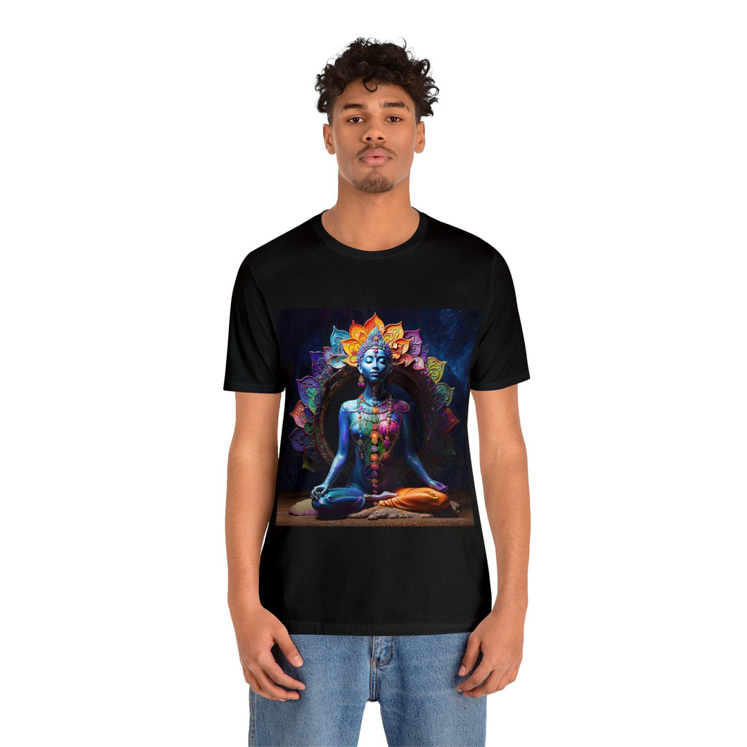 Cosmic Meditation Blossom - Unisex Jersey Short Sleeve Tee - T-Shirt - g(0D·IO) - Black - S -