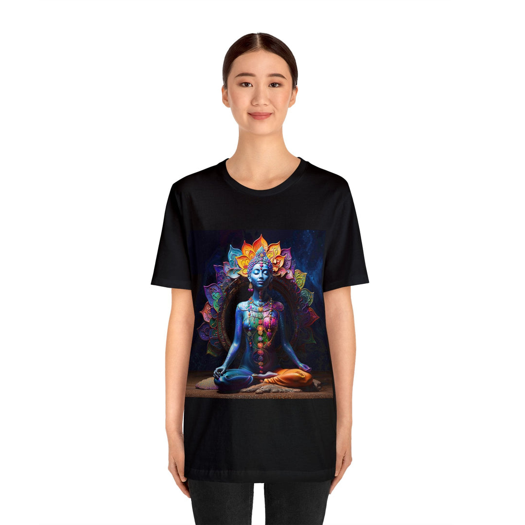 Cosmic Meditation Blossom - Unisex Jersey Short Sleeve Tee - T-Shirt - g(0D·IO) - Black - S -