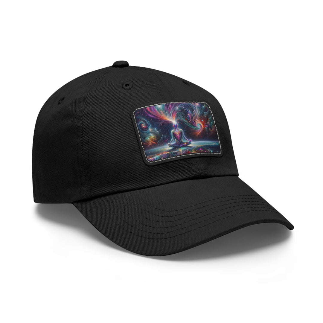 Cosmic Meditation Harmony - Dad Hat - Hats - g(0D·IO) - White / Black patch - Rectangle - One size