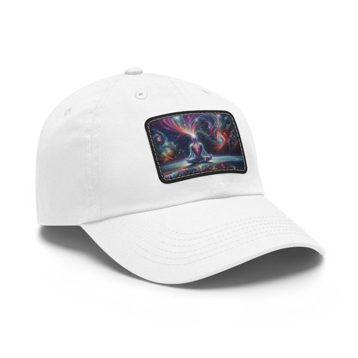 Cosmic Meditation Harmony - Dad Hat - Hats - g(0D·IO) - White / Black patch - Rectangle - One size