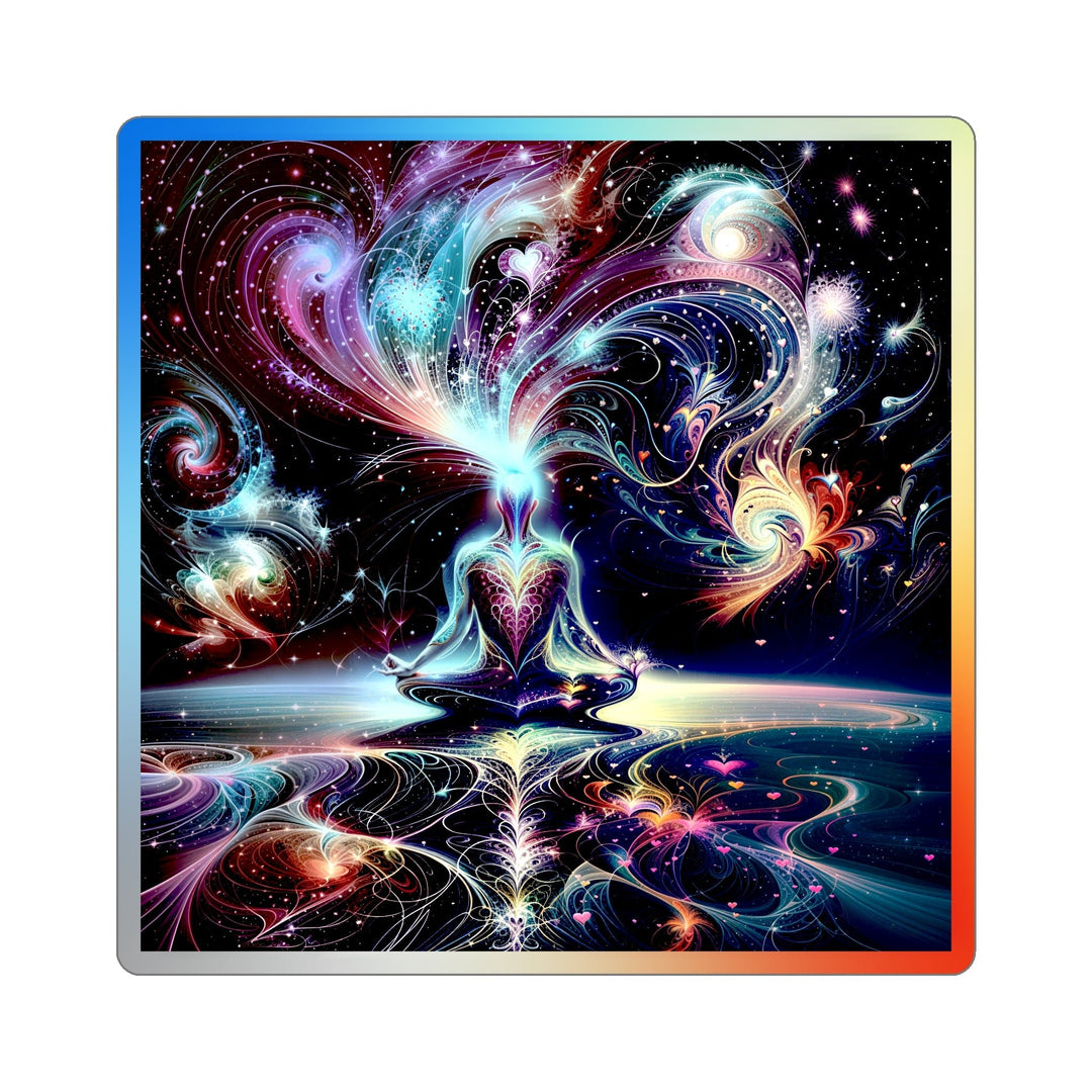 Cosmic Meditation Harmony - Holographic Die-Cut Sticker - Paper products - g(0D·IO) - 5" × 5" - Die-Cut - Holographic