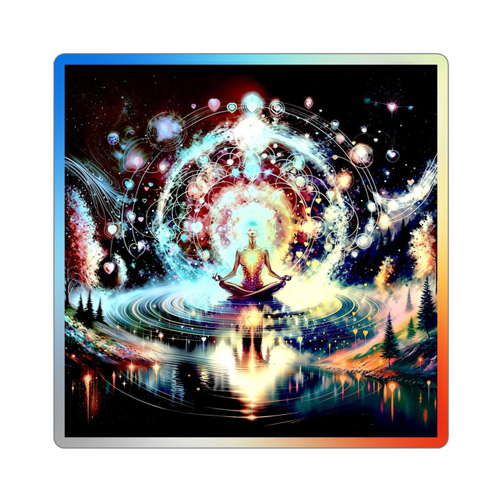 Cosmic Meditation Harmony - Holographic Die-Cut Sticker - Paper products - g(0D·IO) - 5" × 5" - Die-Cut - Holographic