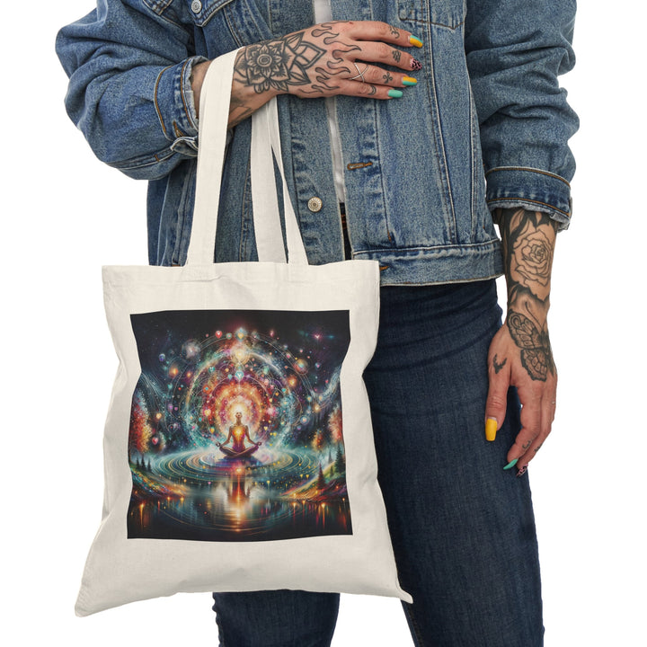 Cosmic Meditation Harmony - Natural Tote Bag - Bags - g(0D·IO) - 15" x 16" - Natural -