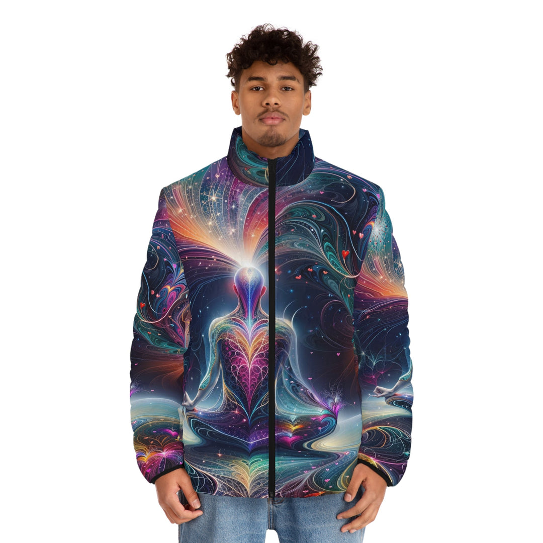 Cosmic Meditation Harmony - Puffer Jacket - All Over Prints - g(0D·IO) - S - Black zipper -