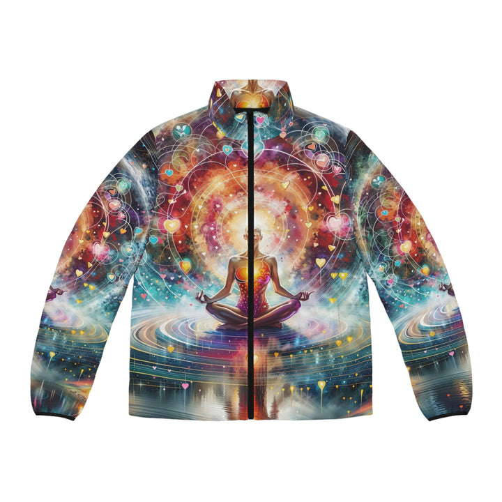 Cosmic Meditation Harmony - Puffer Jacket - All Over Prints - g(0D·IO) - S - Black zipper -