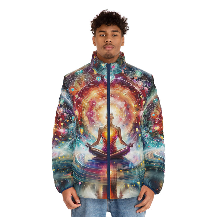 Cosmic Meditation Harmony - Puffer Jacket - All Over Prints - g(0D·IO) - S - Black zipper -