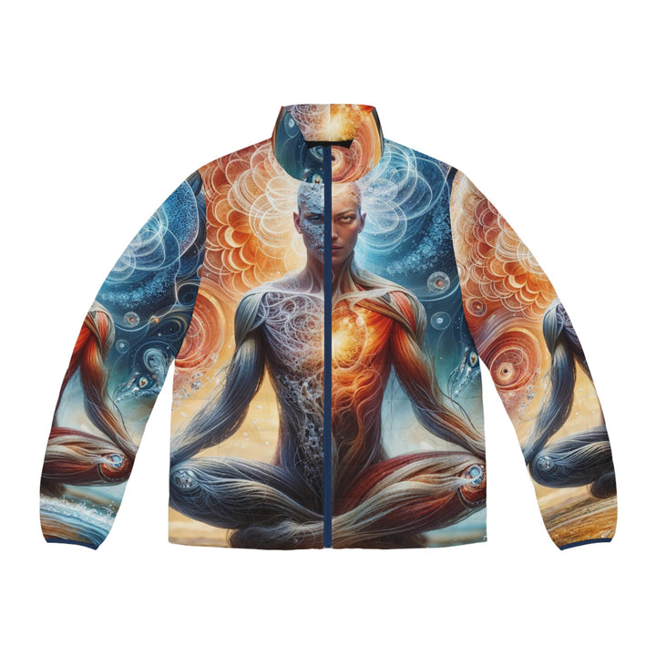 Cosmic Meditation Harmony - Puffer Jacket - All Over Prints - g(0D·IO) - S - Dark blue zipper -