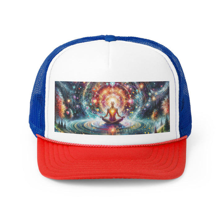 Cosmic Meditation Harmony - Trucker Hat - Hats - g(0D·IO) - Blue/Red - One size -