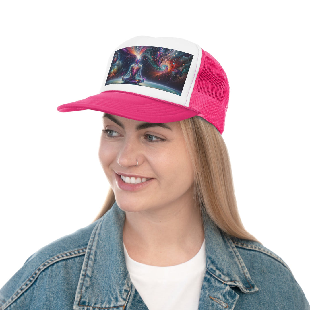 Cosmic Meditation Harmony - Trucker Hat - Hats - g(0D·IO) - Pink - One size -