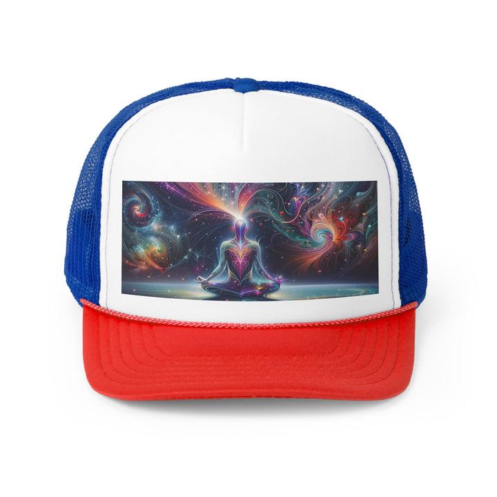 Cosmic Meditation Harmony - Trucker Hat - Hats - g(0D·IO) - Blue/Red - One size -