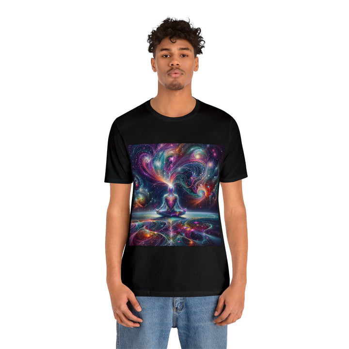 Cosmic Meditation Harmony - Unisex Jersey Short Sleeve Tee - T-Shirt - g(0D·IO) - Black - S -