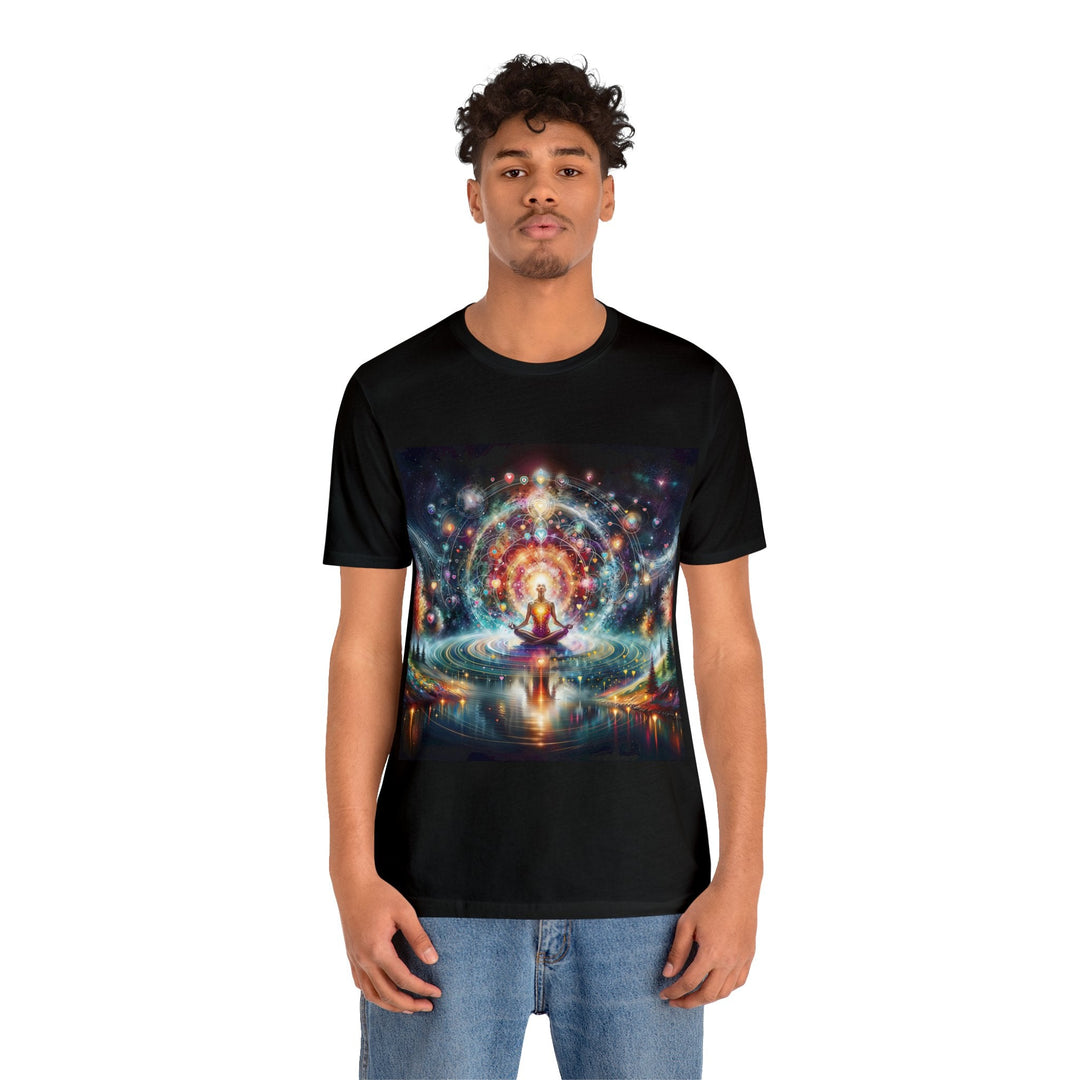 Cosmic Meditation Harmony - Unisex Jersey Short Sleeve Tee - T-Shirt - g(0D·IO) - Black - S -