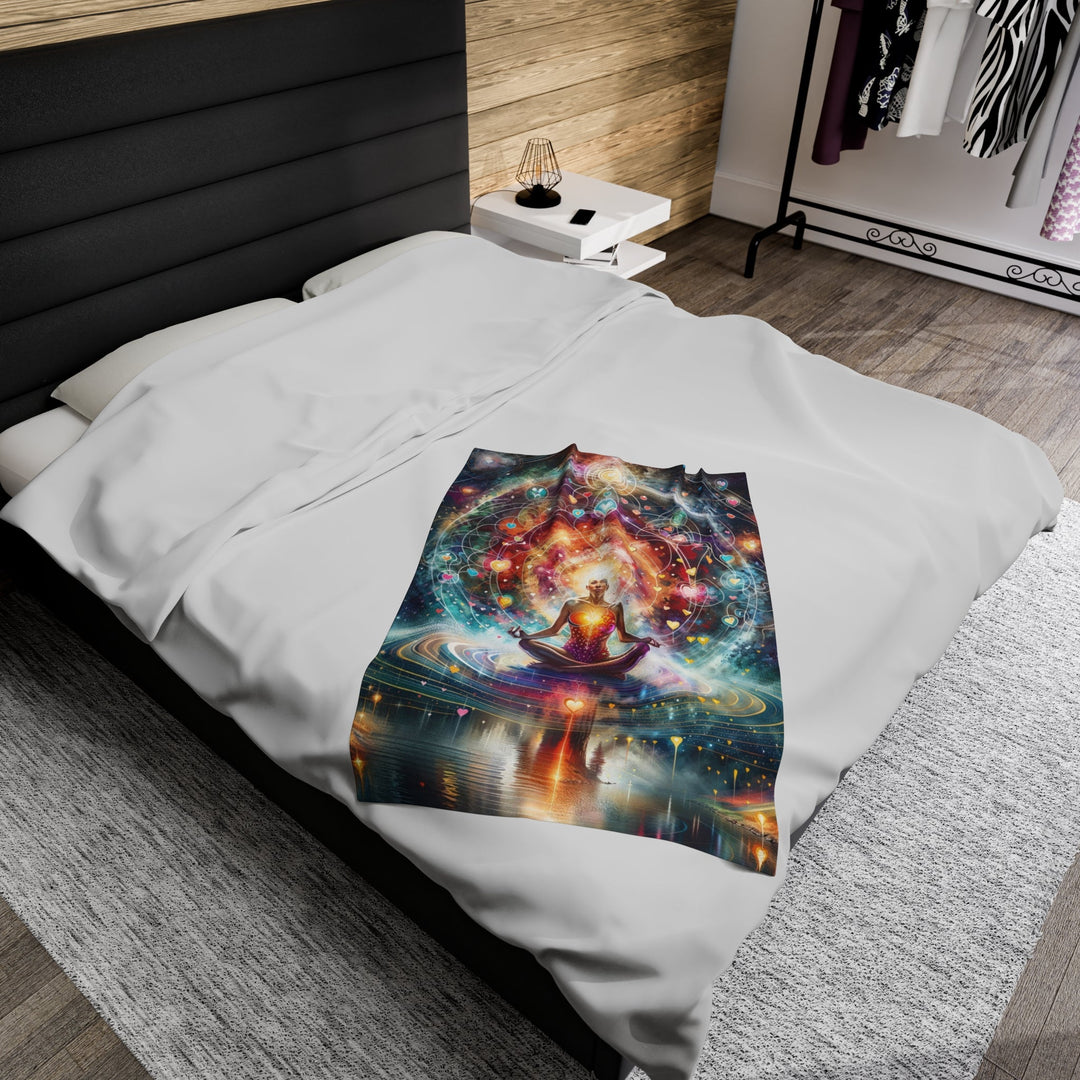 Cosmic Meditation Harmony - Velveteen Plush Blanket - All Over Prints - g(0D·IO) - 30" × 40" - -