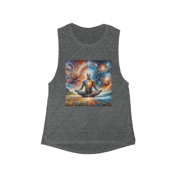 Cosmic Meditation Harmony - Women's Flowy Scoop Muscle Tank - Tank Top - g(0D·IO) - S - Asphalt Slub -