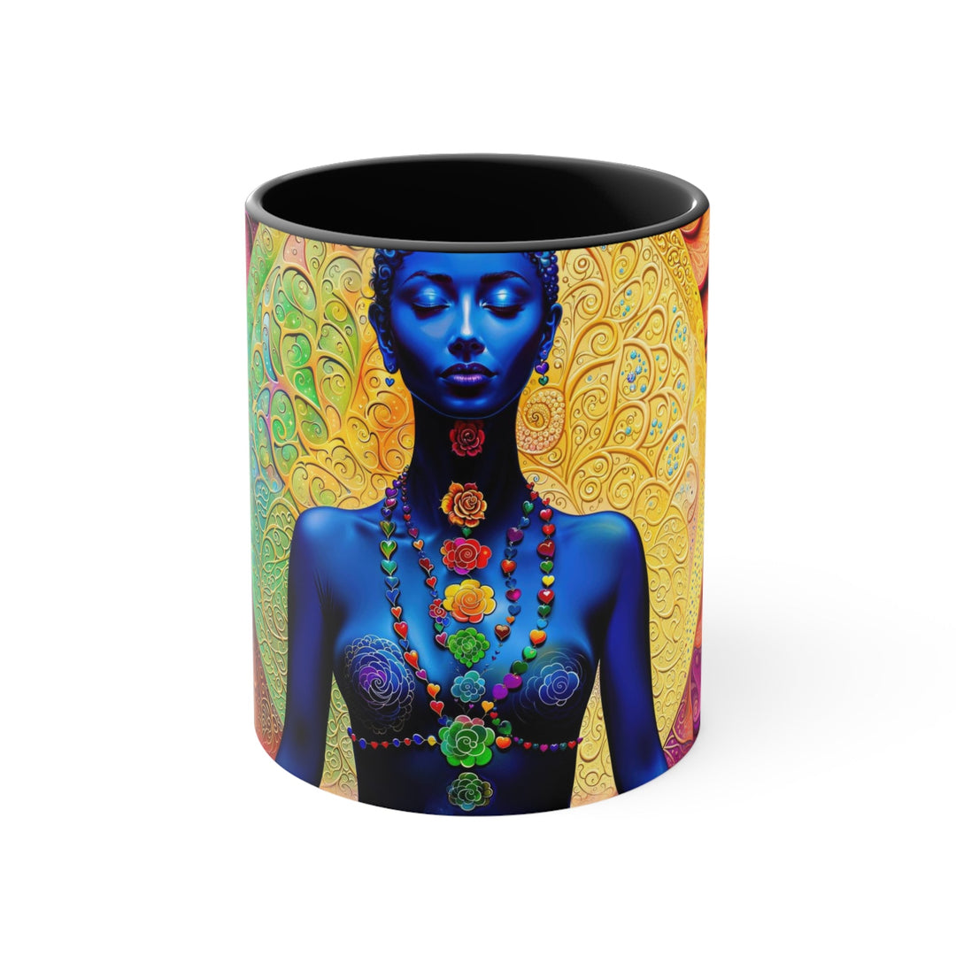 Cosmic Meditative Bloom - Accent Coffee Mug - Mug - g(0D·IO) - Black - 11oz -