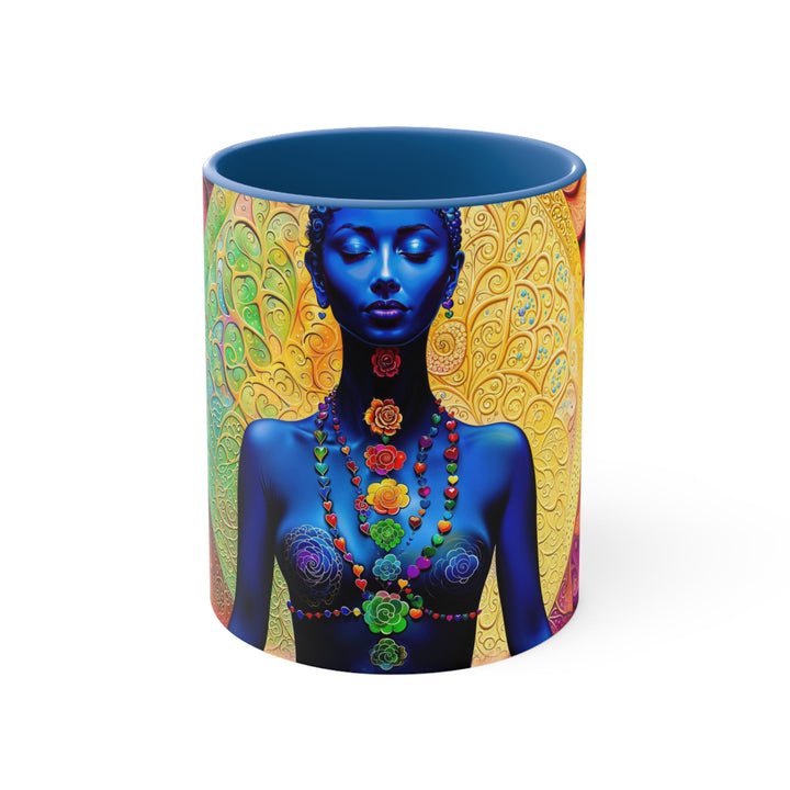 Cosmic Meditative Bloom - Accent Coffee Mug - Mug - g(0D·IO) - Blue - 11oz -