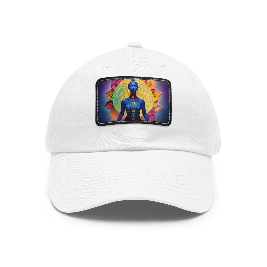 Cosmic Meditative Bloom - Dad Hat - Hats - g(0D·IO) - White / Black patch - Rectangle - One size